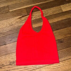 Urban Outfitters Orangish-Red Ribbed Halter